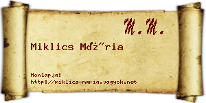 Miklics Mária névjegykártya